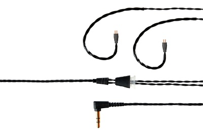 Linum SuperBaX Quad Twisted Cable - 2-Pin - 3.5mm TRS - Earhook - Black